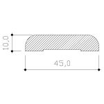 Contramarco canto redondo 45 mm en eucaliptus clear, finger o pino elliotis (corte de sección)